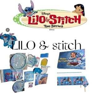 Stitch Birthday Party Decoration Set - Balloons, Banner, Tablecloth &‎ More!